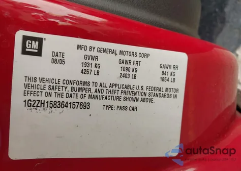 2006 Pontiac G6 Gt z USA, uszkodzony, nr VIN 1G2ZH158364157693